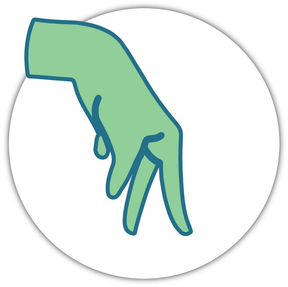 Graphic of a hand walking on two fingers